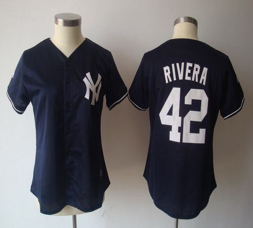Yankees #42 Mariano Rivera Navy Blue Women's Fashion Stitched MLB Jersey - Click Image to Close